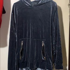 Blue velvet hoodie